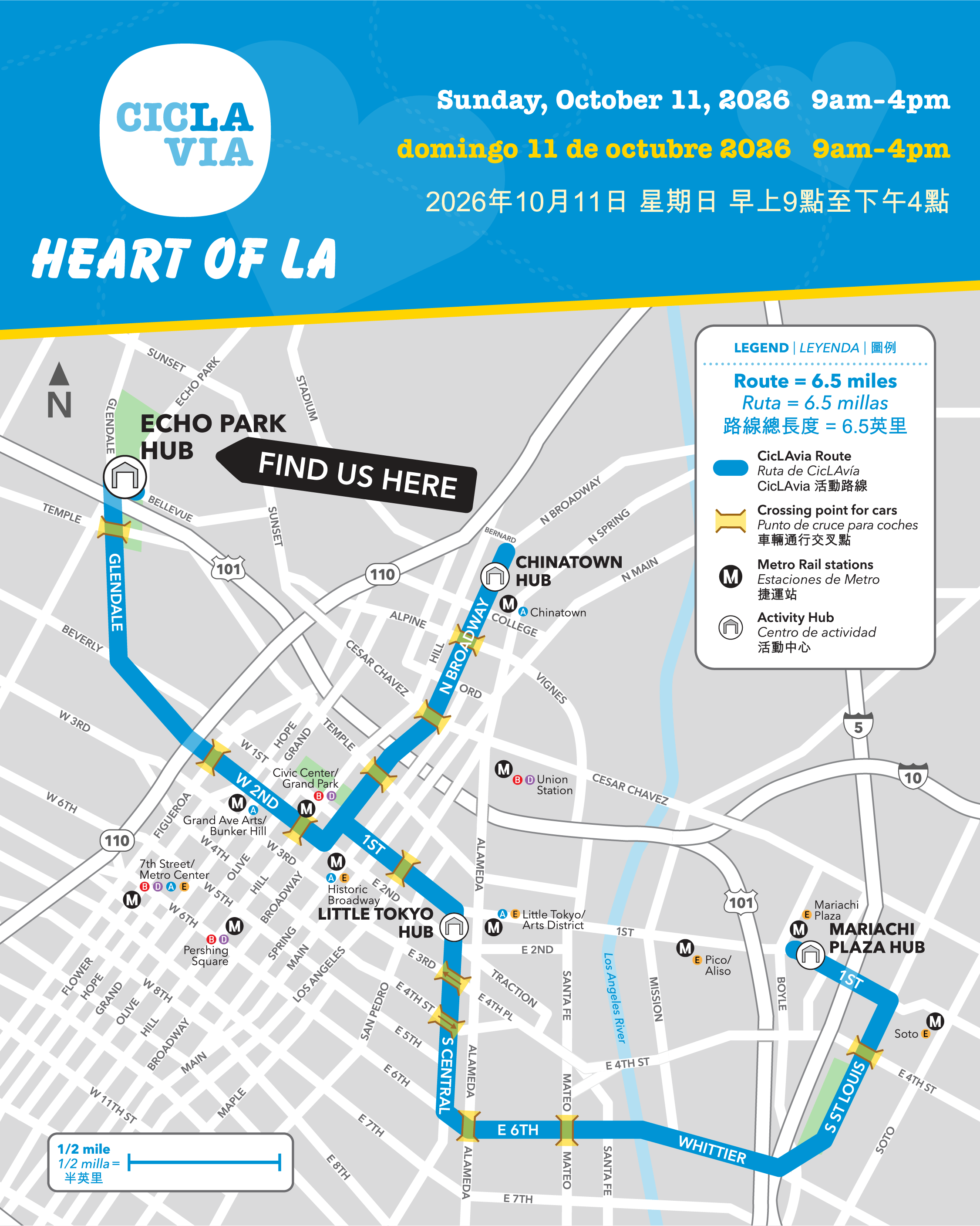 map of ciclavia route