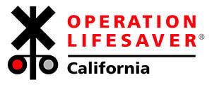 Operation Lifesaver California logo promoting railroad safety education.
